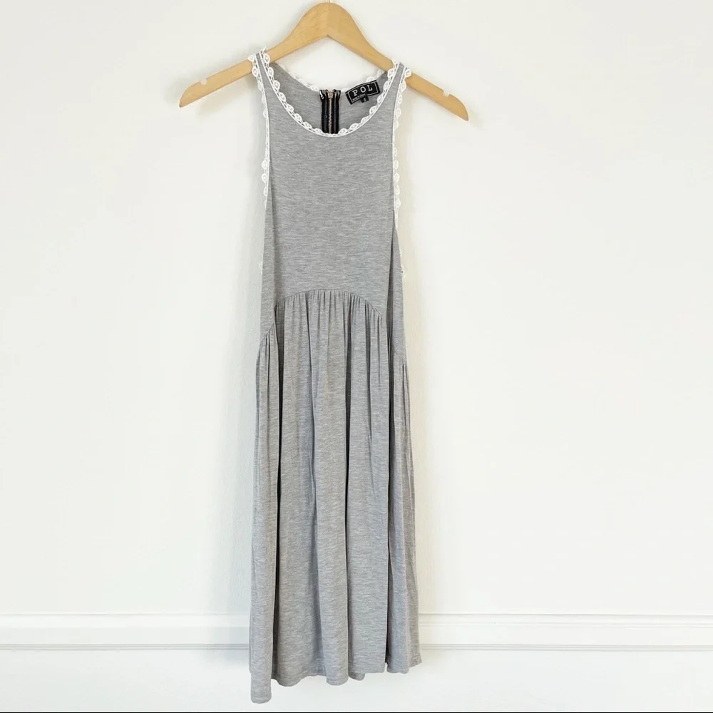 POL Heather Gray Baby Doll Racerback Midi Dress S - Picture 4 of 13